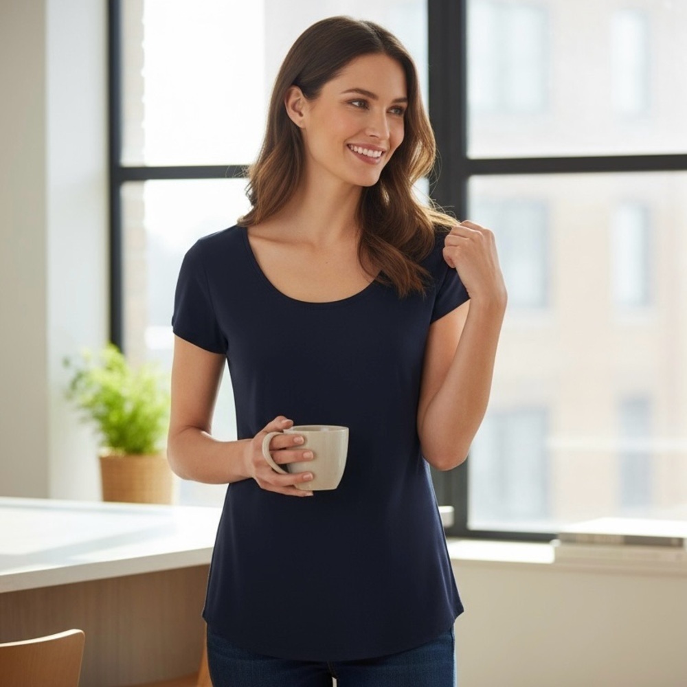 THE LIMITED L Navy Blue Silky Jersey Shell Blouse Top R $39